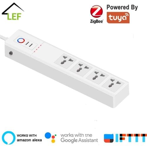 India Zigbee Smart Power Strip 10A/16A Universal Outlets with USB Plug Sockets Remote Voice Control Independently by Tuya