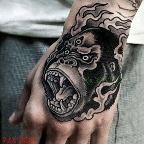 Waterproof Temporary Tattoo Sticker Angry Orangutan Monkey Fake Tatto Flash Tatoo Back of Hand Foot Tatouage for Girl Women Men