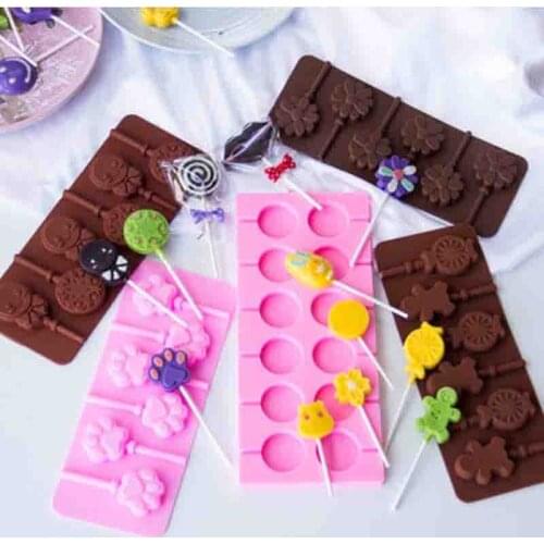 1 Pcs Ice Cookie Biscuit Mold Pan Silicone Cake Molds Pudding Jelly Candy Cake Chocolate Soap Bakeware Round Lollipop Mould