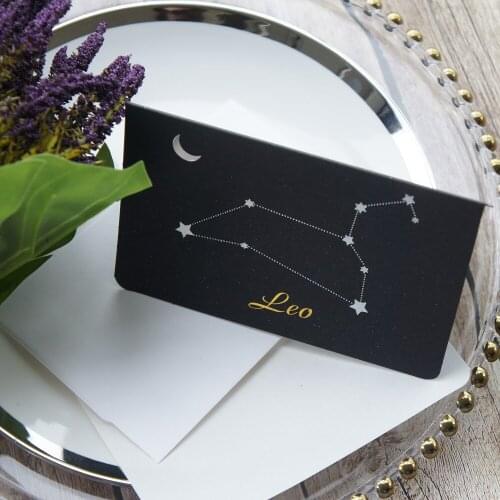 12pcs gold zodiac fold Card Leo style with envelope as greeting card wedding birthday party invitation DIY Decor gift card