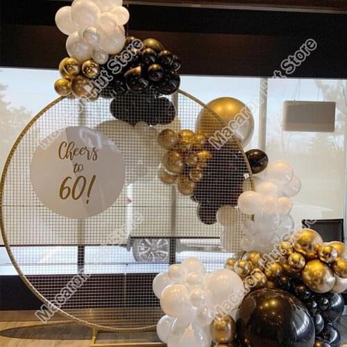138pcs White Wedding Party Background Baby Shower 1st Birthday Celebration Decoration Black Welcome Balloon Arch Garland Kits