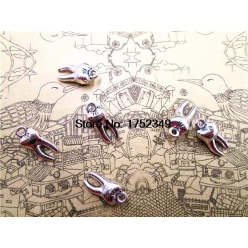 15pcs--Tooth Charms, Antique Tibetan Silver Tone Lovely Mini Tooth Charms Pendant 5x8x16mm