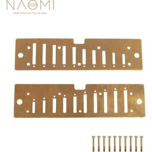 NAOMI 2PCS Harmonica Reed Plates 10 Reeds Brass Cover Plates For Swan QiMei Suzuki C Tone With Screws