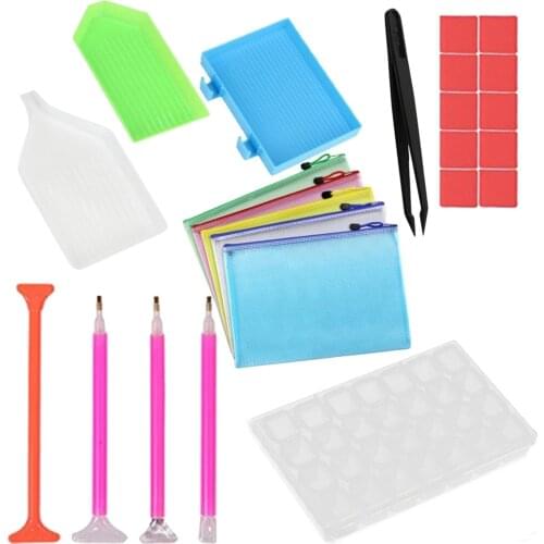 20PCS 3D DIY Diamond Painting Rhinestone Drawing Embroidery Mosaic Beads Puzzle Tools Glue Sticky Pen Plate Bag Tweezer Box Toy