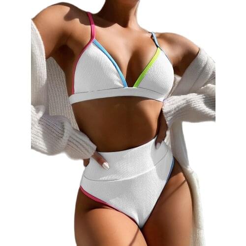 2021 New Women Sexy High Waist Brazilian Bikini Push Up Split Bathing Suit Biquinis Feminino