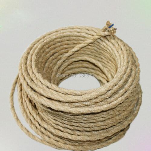 Beige 2/4/5/10 Meters Vintage Electrical Wire Hemp Rope Woven Textile Wire Twisted Cable Braided Wire Retro Pendant Light Line