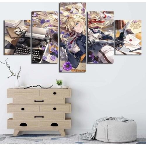 5 Pieces Evergarden Canvas Printed Poster Animation Painting Modern Wall Art Modular Pictures Living Room Home Decor