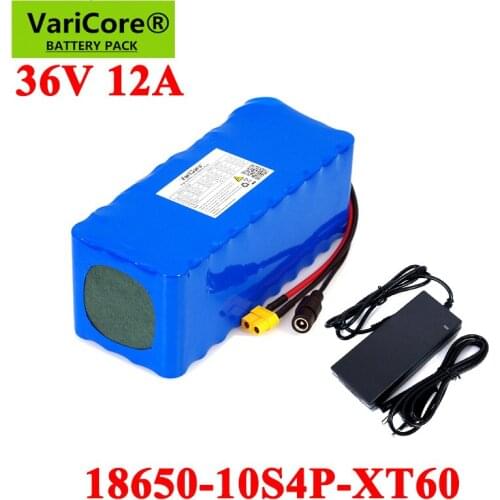 VariCore 36V 12AH 10s4p 500w Electric Bike batteries 18650 Lithium Battery Pack Built in 20A BMS with 42V 2A E-bike Charger