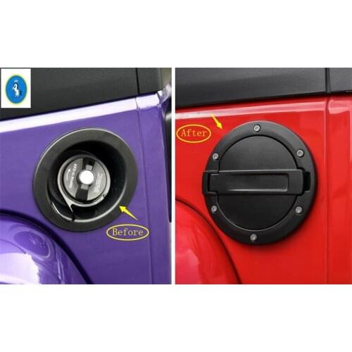 Yimaautotrims Auto Accessory Black Oil Gas Fuel Tank Gasoline Cap Protection Kit Cover Trim 1 Pcs For Jeep Wrangler 2011 - 2017