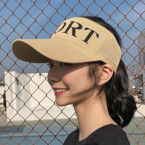 Summer Womens Hat Outdoor Baseball Cap Sports Empty Top Hat Casual Letter Breathable Sun Protection Knitted Hat For Women