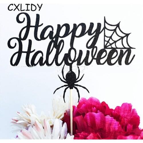 Big Helloween Letter Cake Flag Black Spider Bat Ghost Cat Halloween Cake Flag qq208