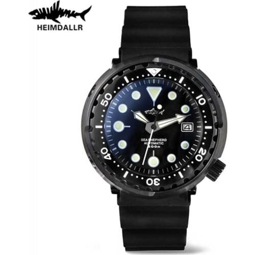 Heimdallr black Tuna Dive Watch Super Luminous Automatic Watch Man Mechanical Watch Sapphire Crystal NH35 200M Diver Watches