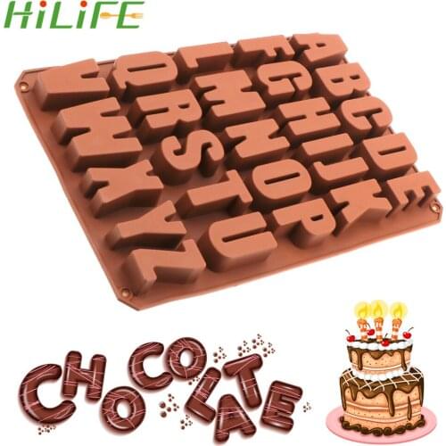 HILIFE 26 Holes Fondant Mold Cookies Bakeware Tools DIY Easy to clean Cake Decorating Tools Letter Silicone Chocolate Mold