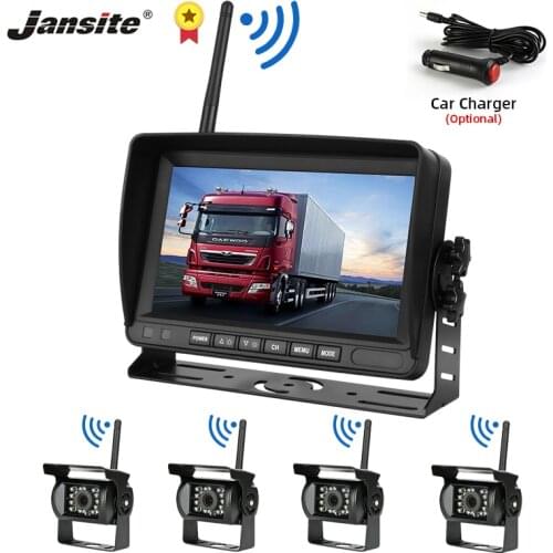 Jansite Wireless Vehicle LCD Truck Monitor 7" Night Vision Auto Reverse Backup Camera For Bus Car RV Parking Assistance System