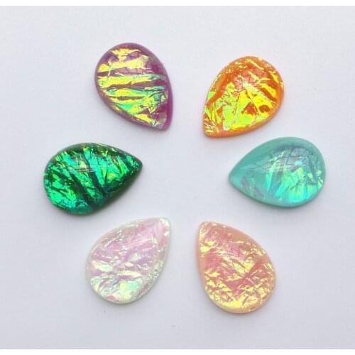 50 Pieces 13x18mm Mixed Colors Tea Drop Resin Stone Cabochon Dome Flat back beads Jewelry Making Findings