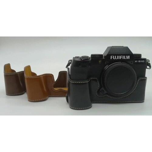 Camera Bag PU Leather Half Body Set Cover For Fujifilm FUJI X-S10 XS10 Bottom Case With Battery Opening