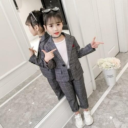 Teenage Girls Clothing Set Autumn Plaid Suit for Girls Jackets Pants School Tracksuit Boys Clothes Children Clothes 6 8 10 Years
