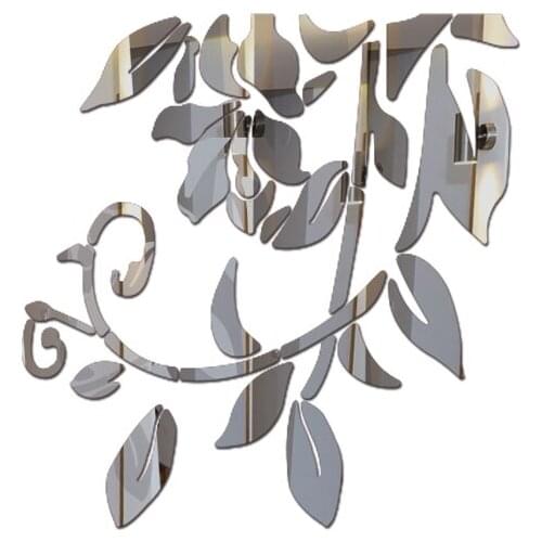 Creative DIY Leaves Background Acrylic furniture mirror stickers for Art living room still life sticker home decoration
