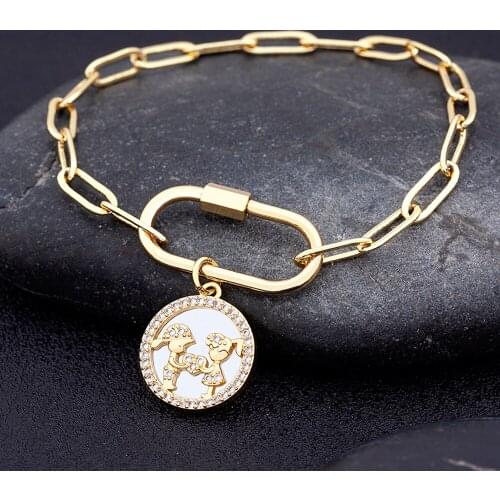 Creative Copper CZ Shell Adjustable Women Bracelet Boy & Girl Love Lock Chain Bracelets For Couple Valentines Day Jewelry