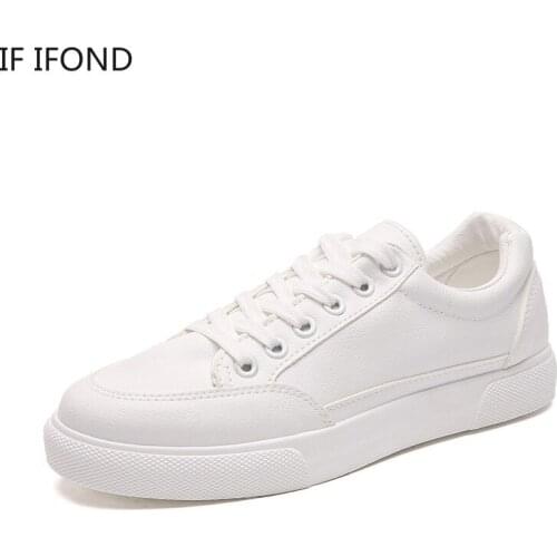 IF IFOND Women Sneakers Spring Leather White Sneaker Woman Casual Breathable Sports Shoe Lace Up Flat Shoes Zapatos De Mujer
