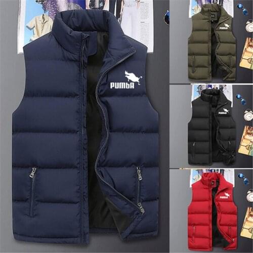 2021 Autumn Mens Fashion Stand-up Collar Sleeveless Cotton Down Jacket Winter Male Vest Jackets Plus Size Coats Veste homme