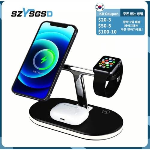 3 In 1 Magnetic Fast Wireless Charger For Magsafe iPhone 12 Pro Max 15W QI Wireless Charging Dock Stand For Apple Watch Charging