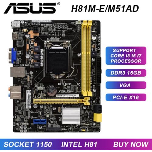 H81M-E/M51AD/DP_MB For ASUS Intel H81 LGA 1150 Motherboard Support DDR3 ram memory mATX original used pc motherboard