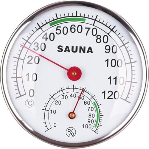 Metal Case Round Analog Sauna Thermometer and Hygrometer for Sauna Room