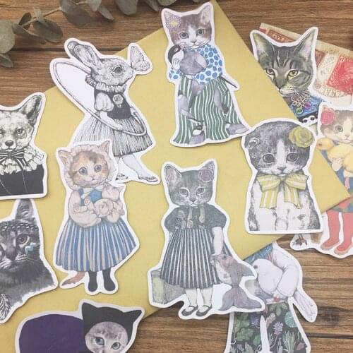 Cute Creative Cat Stickers Junk Journal Planner Stickers Scrapbooking Vintage Decorative Sticker DIY Craft Photo Albums