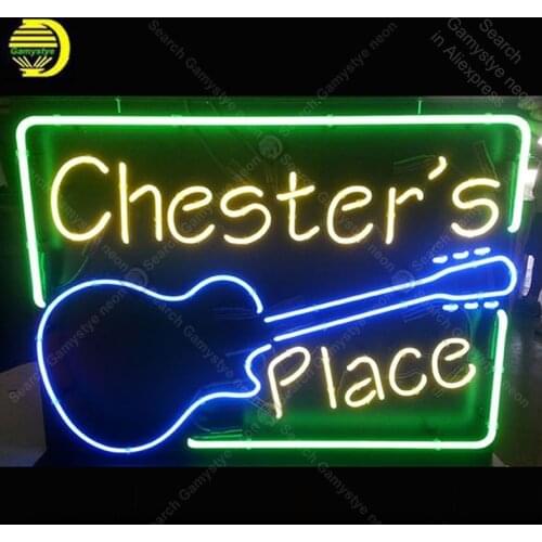 Neon Sign for Place gitar Neon Bulb sign Beer Bar Pub Restaurant Display handcraft glass tube light Decor wall lamps for sale