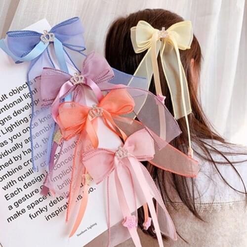 Newest Organza Hair Bows for Girls Crown Net Yarn Hair Clips Hairgrips Princess Party Kids Hair Accessories