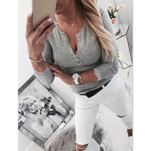 2019 New Autumn Casual Women Sweatshirts Womens Cotton V Neck Long Sleeve Tight Sweatshirts Women Solid Slim Autumn Tops