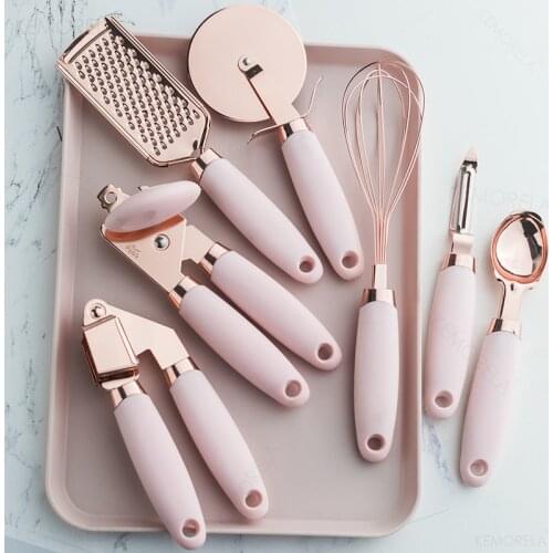 7-piece rose gold pizza knife, high-grade potato bottle opener, kitchen utensils and kitchen accessories