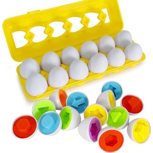 12PCS Montessori Learning Education Math Toys Smart Eggs 3D Puzzle Game For Children Popular Toys Jigsaw Mixed Shape Tools