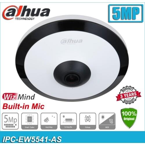Original Dahua IPC-EW5541-AS 5MP WizMind POE H.265 Built-in Mic Network Fisheye IP CCTV Camera EW5541-AS