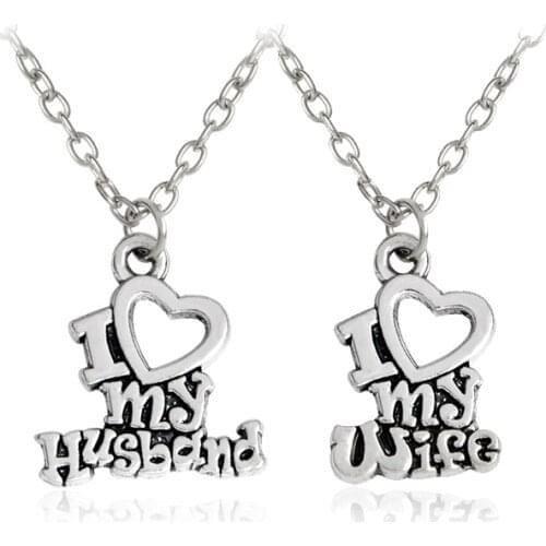 I Love My Husband I Love My Wife Heart Necklace Couples Lovers Romance Love Supporting Accessories Fashion Jewelry Gifts