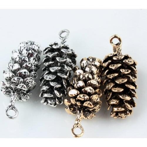 10Pcs/lot Newest Dangle Charms Pine Cone FloatingCharms Alloy Pendant Fit For Bracelet DIY Fashion Jewelry Accessories