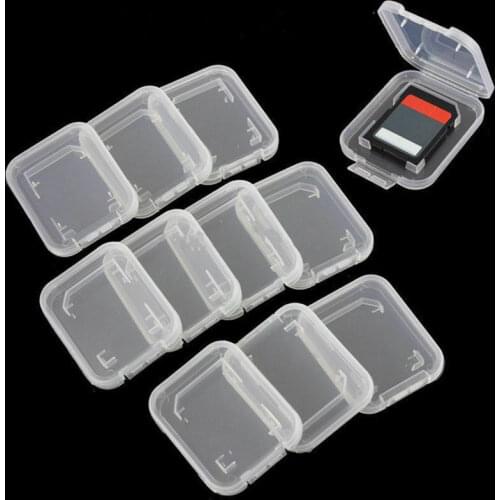 Portable 10PCS Transparent Case Holder Box Storage Clear Standard Memory Plastic Card Case for Standard SD SDHC TF Memory Card