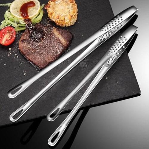 Stainless Steel Barbecue Clamp Tongs Extra Long Tweezer Food Tongs Kitchen Serving Bread Clip Pastry Clamp for Cooking