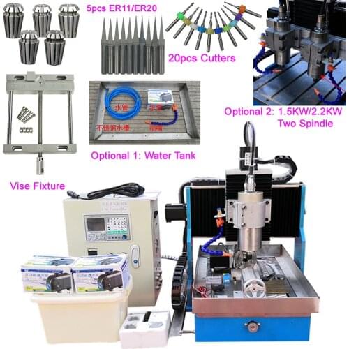 DSP Control System 4 Axis 3040 CNC Router Two 1.5KW 2.2KW Spindle Motor Linear Guide Rail Wood Metal Engraving Milling Machine