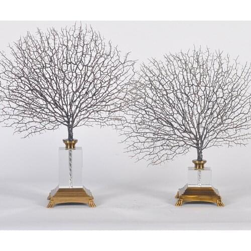 Nordic Simulated Coral Figurine Statue Home Room Decor Craft Sculpture Creative Gift Modern Crystal Glass Desktop Ornament