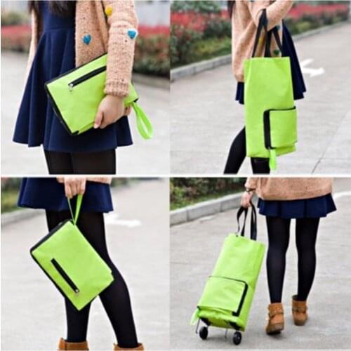 Foldable Wheel Market Trolley Practical Folding Bag Basket Bag Market Shopping Bag