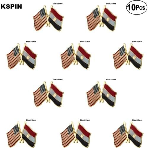 U.S.A.& Egypt Lapel Pin Flag badge Brooch Pins Badges 10Pcs a Lot