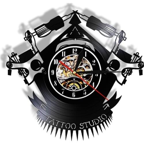 Vintage Custom Tattoo Vinyl Record Wall Clock Custom Order Your design Your logo Your Image Personalized Tattoo Shop Vinyl Clock