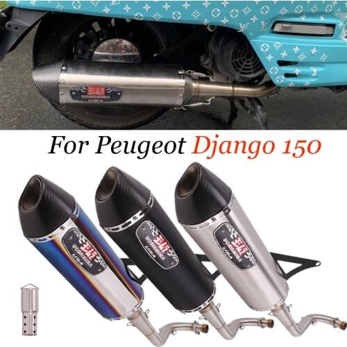 For Peugeot Django 150i Full System Motorcycle Exhaust Front Middle Link Pipe Escape Muffler Carbon Fiber Pipe Without DB Killer