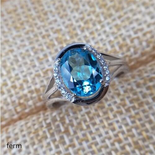 KJJEAXCMY boutique jewelry 925 sterling silver inlaid 3 carats natural Topaz Ring vivid personality