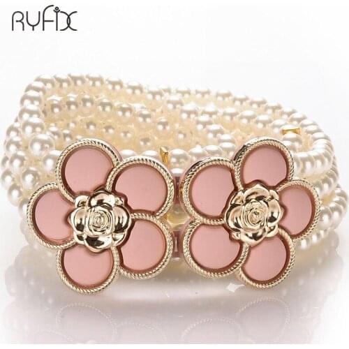 The new lady Imitation pearl beads elastic waist belt elegant elasticity waist chain dress waist belt BL1835