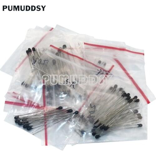 100PCS=10value*10pcs NTC Thermistor Resistor Kit PUMUDDSY NTC-MF52AT 1K 2K 3K 4.7K 5K 10K 20K 47K 50K 100K +-5% 3950B
