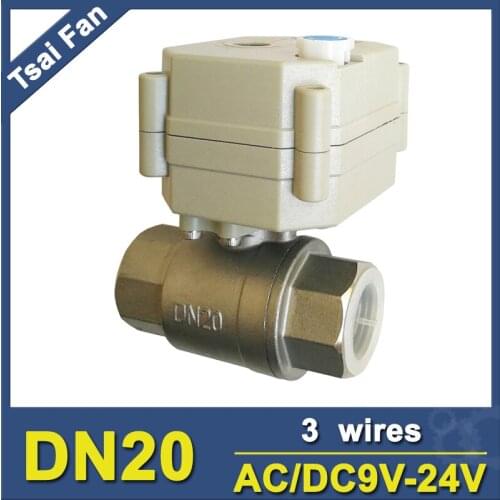 2 Way Stainless Steel 3/4'' Full Port Motorized Valve With Manual Override AC/DC9-24V 3 Wires On/Off 5 Sec Metal Gear Max 1.0Mpa