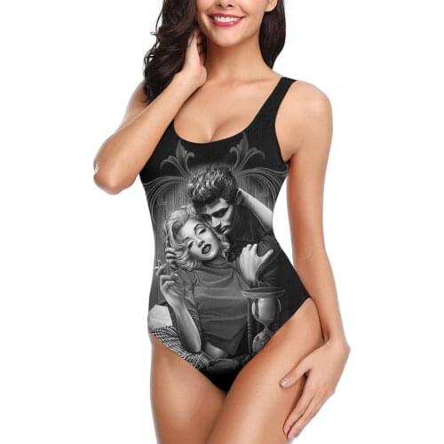 2021 Marilyn Monroe Sexy Cross Back Swimwear Women Swimsuit Vintage Bathing Suits Beach Wear Swim Print Monokini